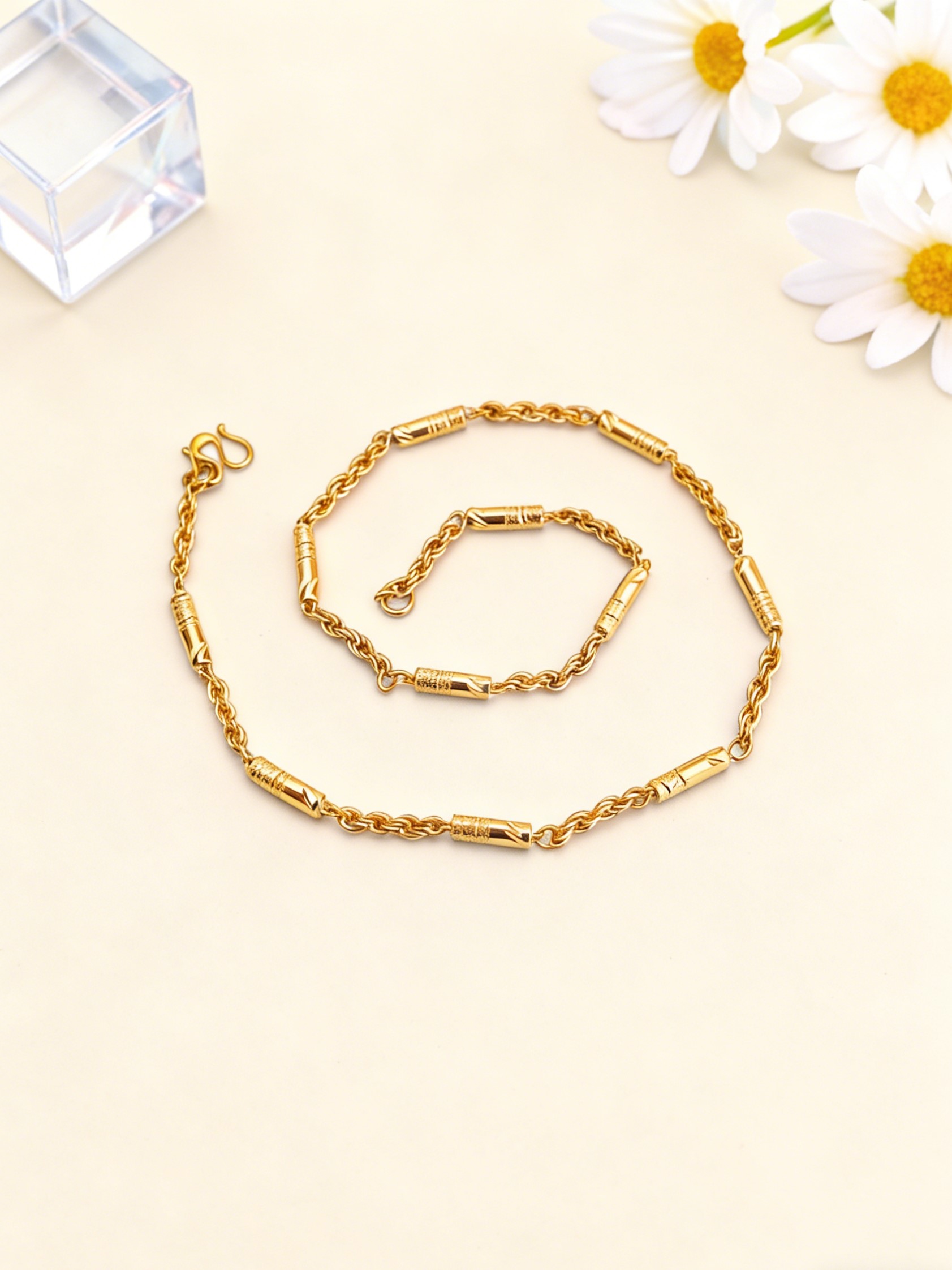 铜合金项链 竹节麻花链大气仿真J款里外一色饰品首饰轻奢A0015