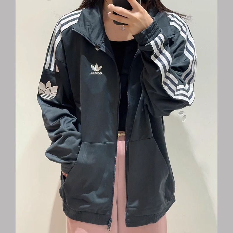 阿迪达斯官方三叶草男女款经典复古三条纹运动立领夹克外套JL8397