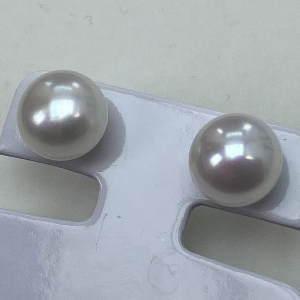 珍珠耳钉925银9 - 10mm简约时尚大气百搭