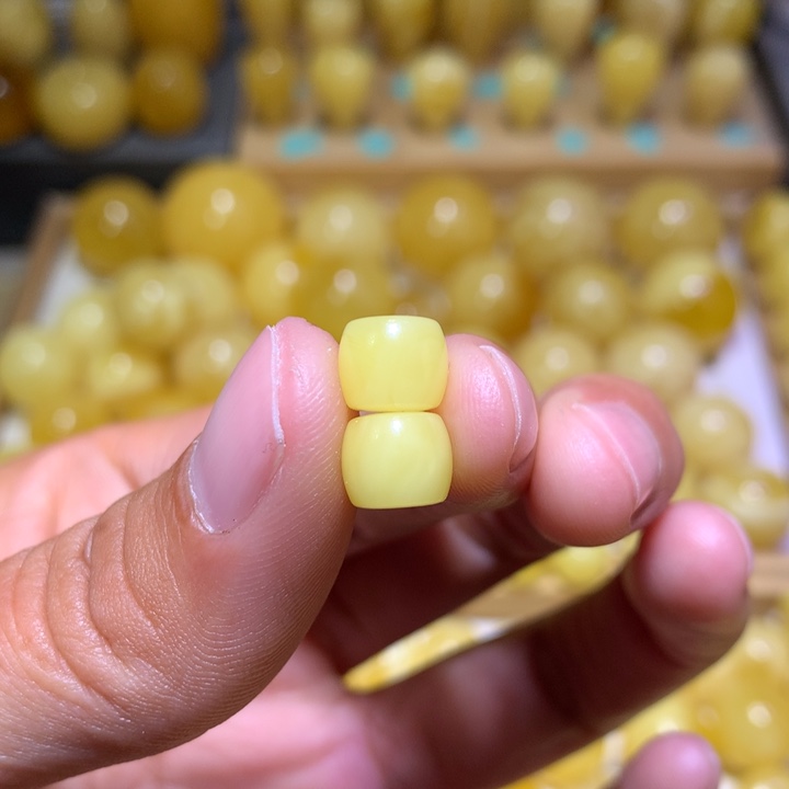 蜜蜡裸石未镶嵌天然俄料黄白花蜜蜡精工直切8