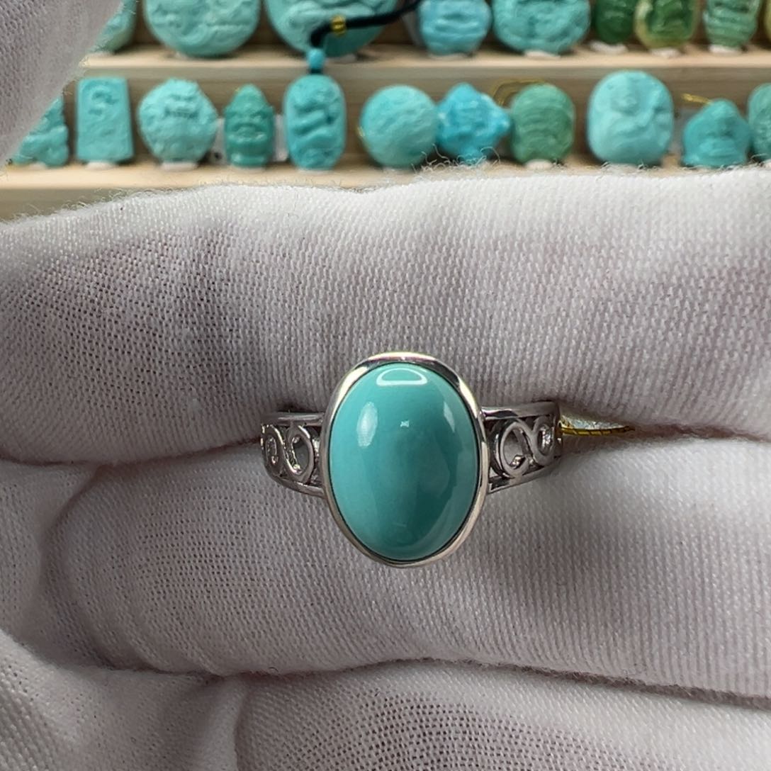 银S925镶嵌绿松石戒指 