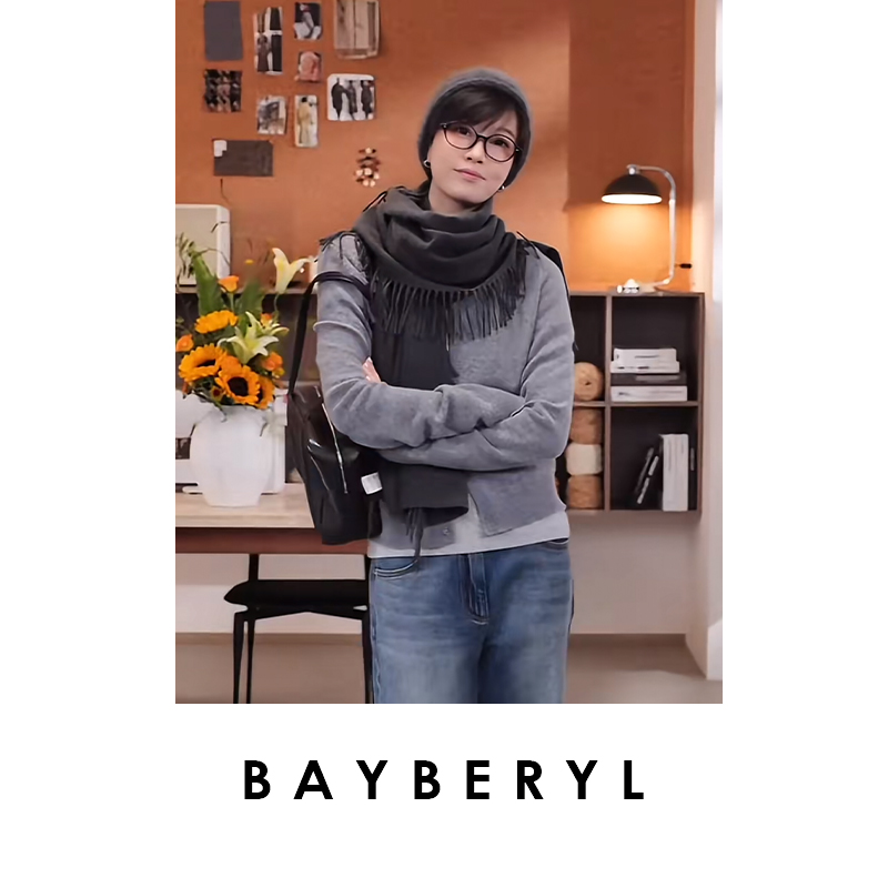 BAYBERYL老贝流苏羊绒柔软长方形秋冬围巾披肩9DD5H2642-8/27