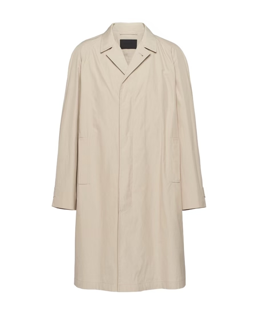 未使用 Prada/普拉达 植绒logo翻领长款风衣外套