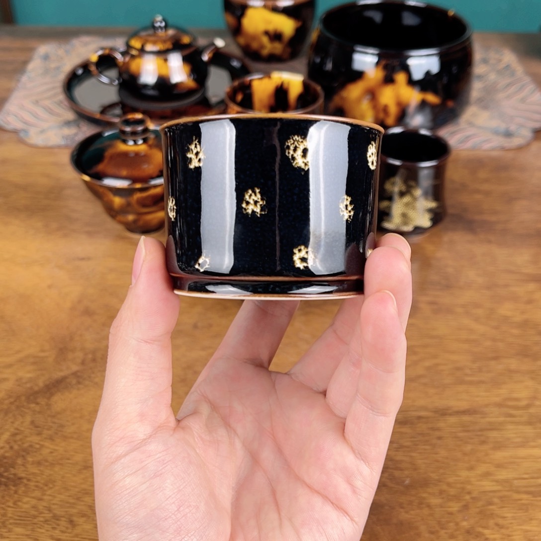 杯鹧鸪斑点彩直口杯