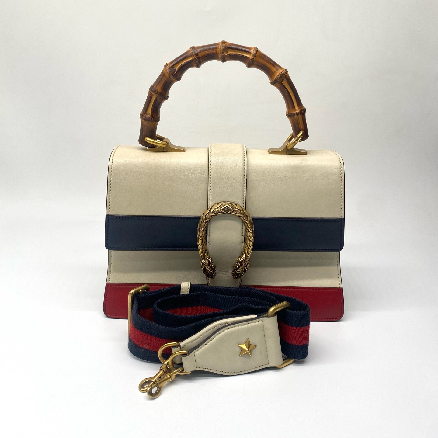 99新 GUCCI/古驰 酒神竹节包拼色，黑标E021 dx3722