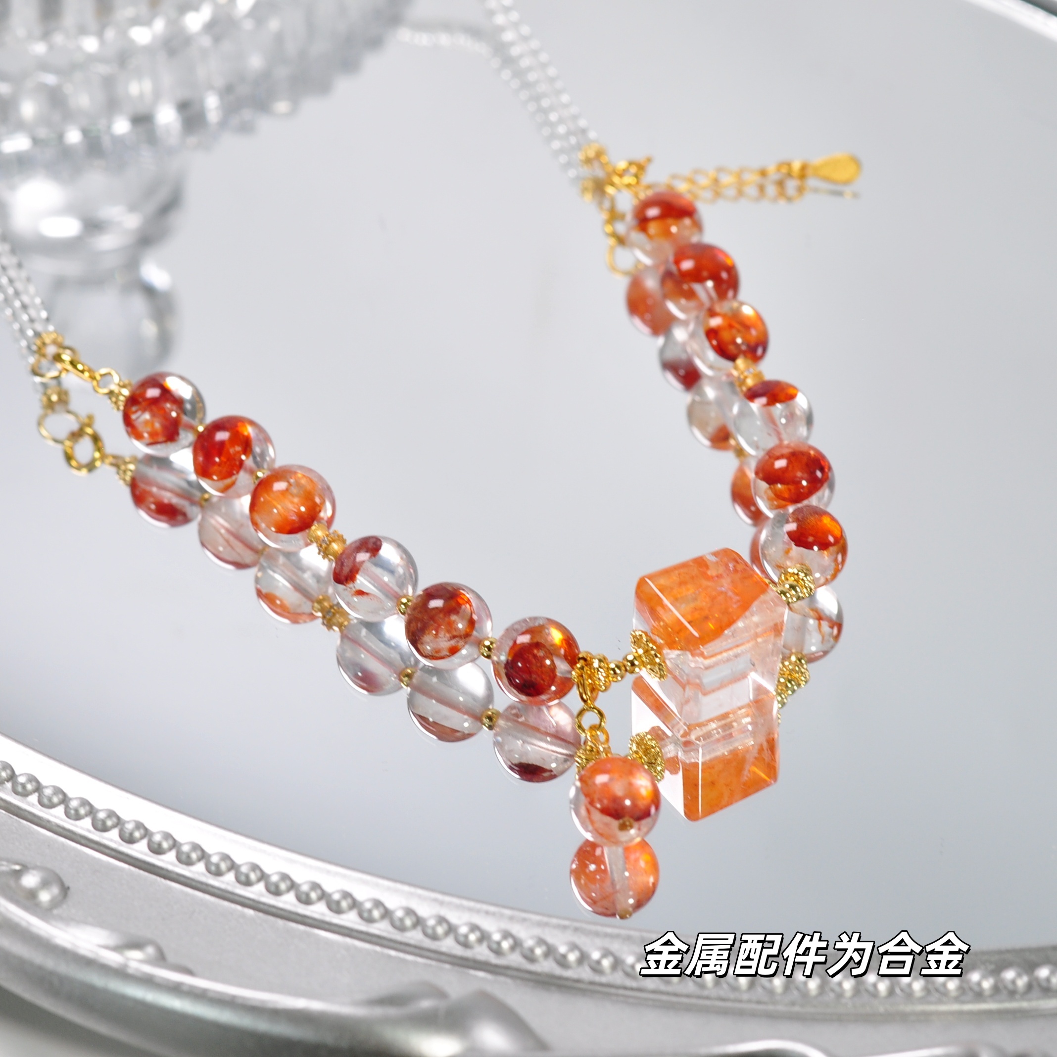 【鸿 运 当 头】鸿.运 红胶花项链 招.米好物A1460073