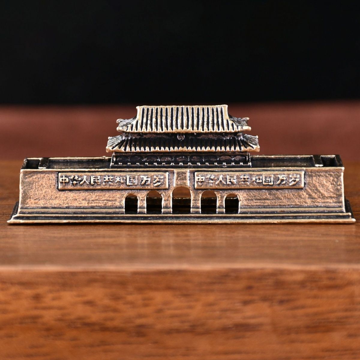 黄铜卧室桌面摆件铜雕工艺品茶宠天安门城楼摆件