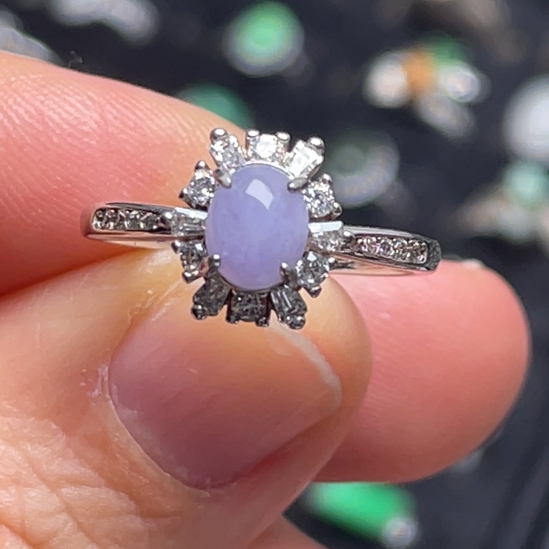 翡翠银S925镶嵌戒指纯天然缅甸翡翠A货