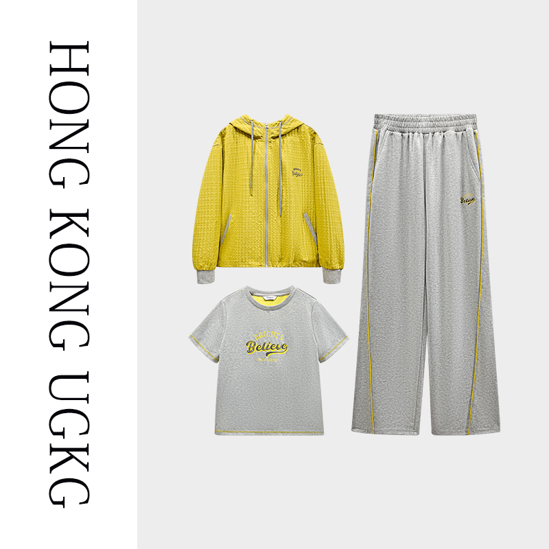 UG&KG 中年妈妈春秋运动套装中老年休闲运动服女三件套73252ZH025