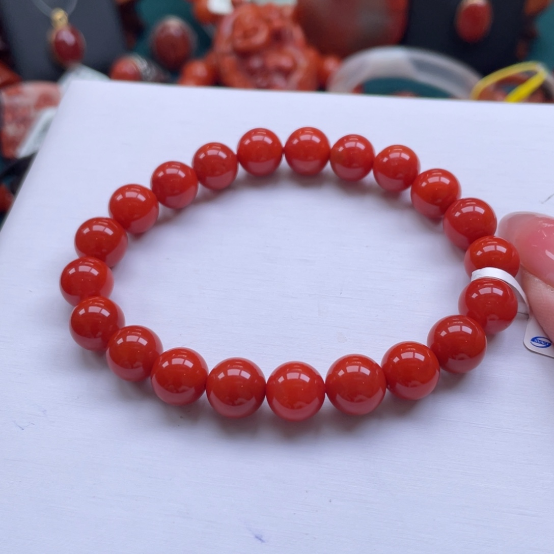 南红玛瑙未镶嵌瓦西南红锦红单圈9+mm