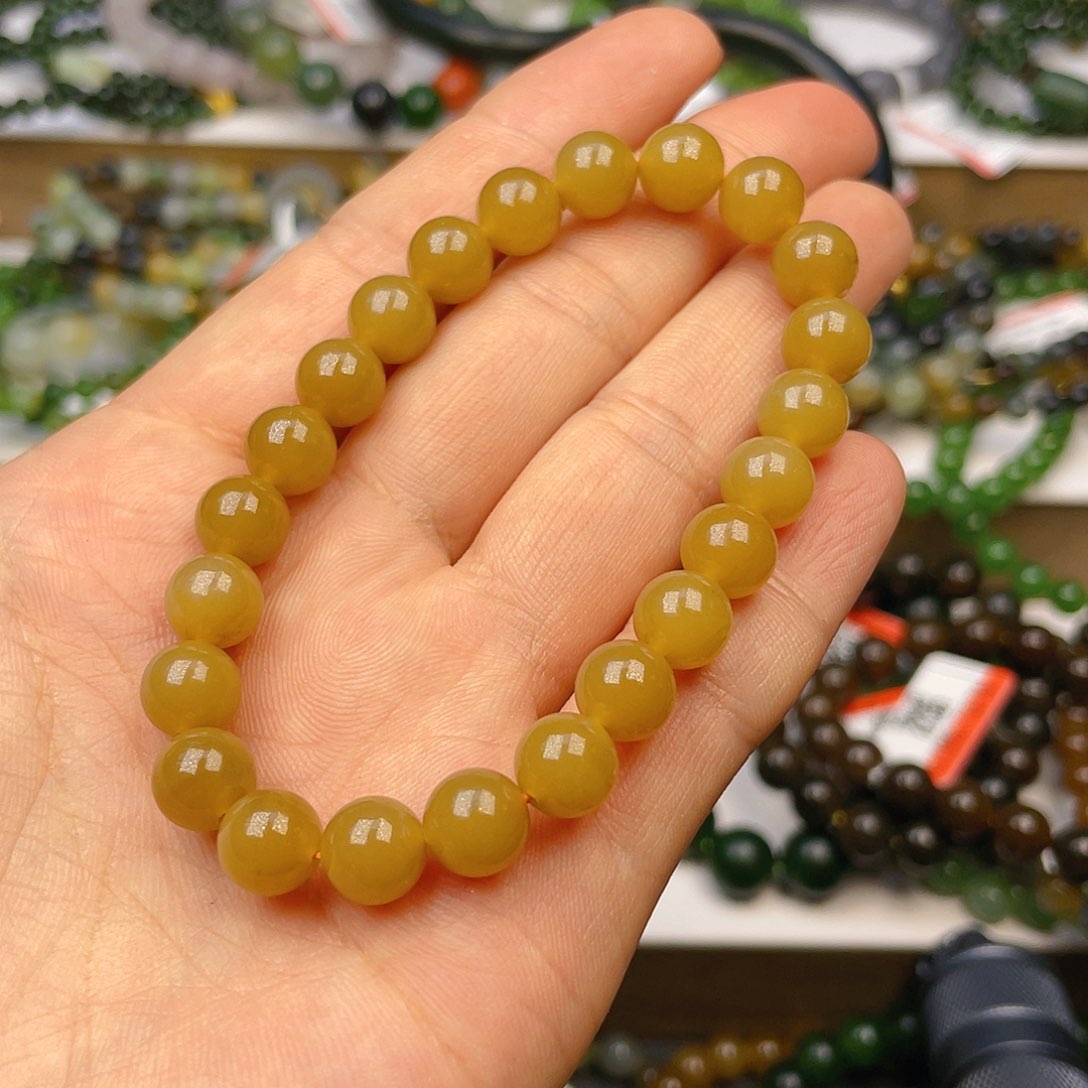 和田玉（糖玉）手串卡8未镶嵌