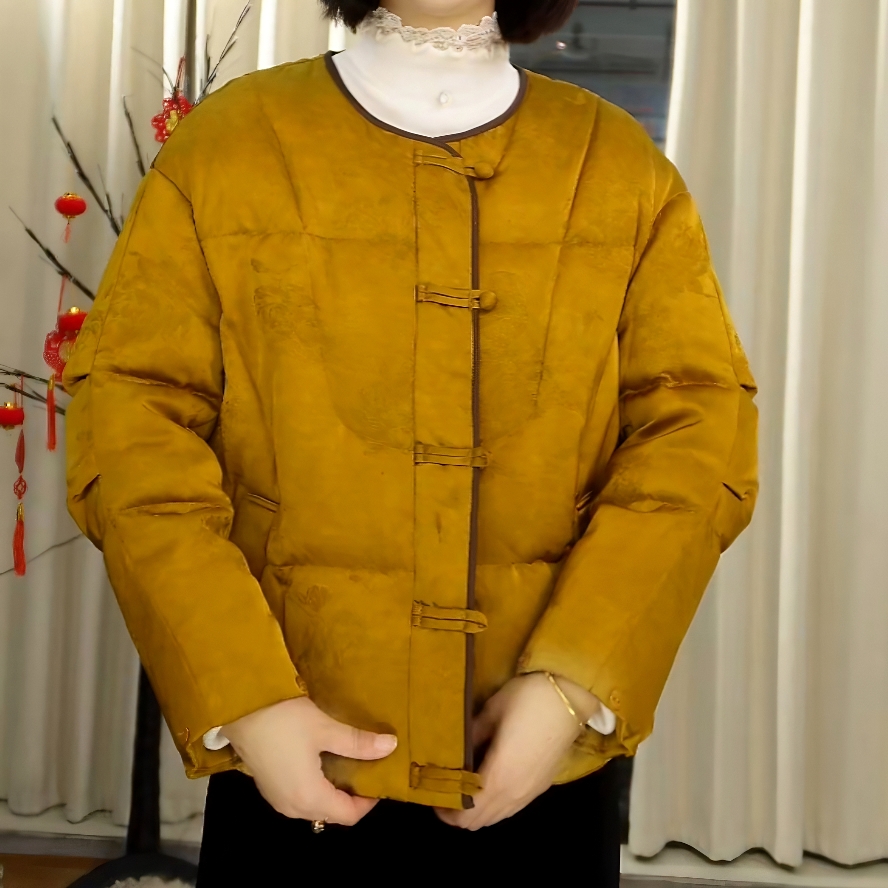 青青子衿新中式鹅绒国风提花羽绒服