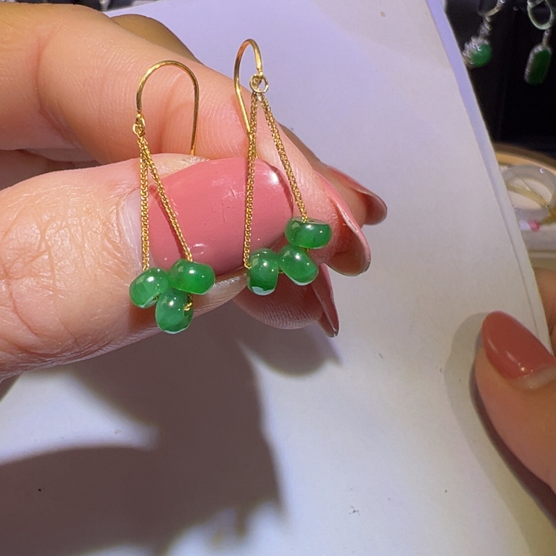 翡翠颈饰18K金镶嵌耳环