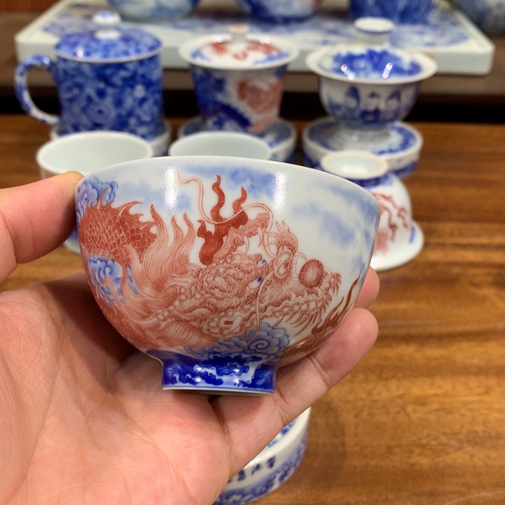 自成堂柴窑 青花釉里红