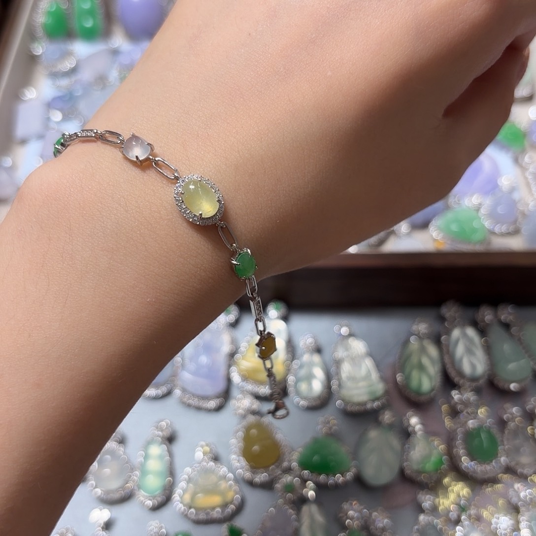 翡翠银S925镶嵌手链