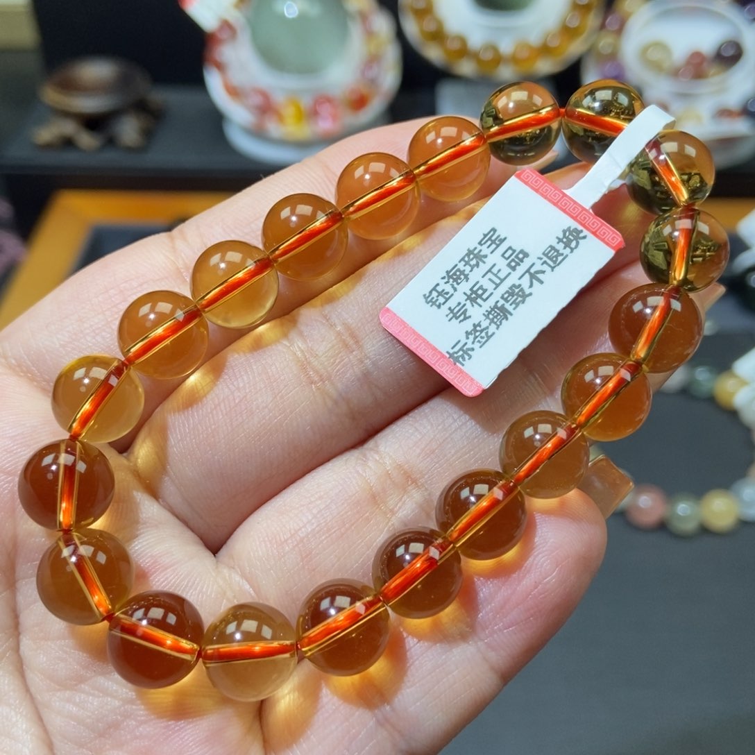 黄水晶手链9➕mm未镶嵌水晶赫*萱