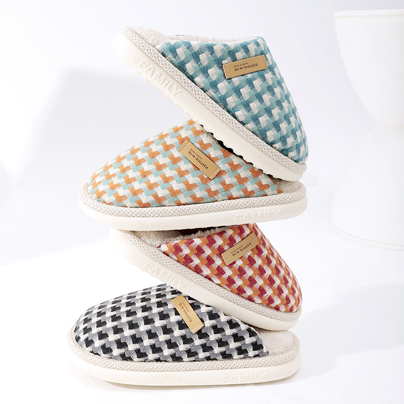 快鹿新款平板居家加厚棉拖鞋保暖舒适耐磨软弹冬季室内地板拖鞋