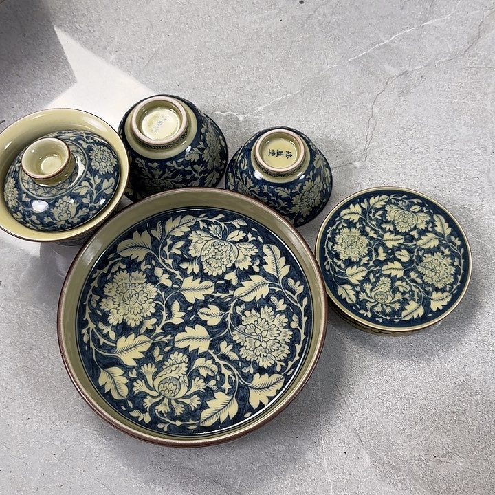 瓷片二号釉国色天香五件套