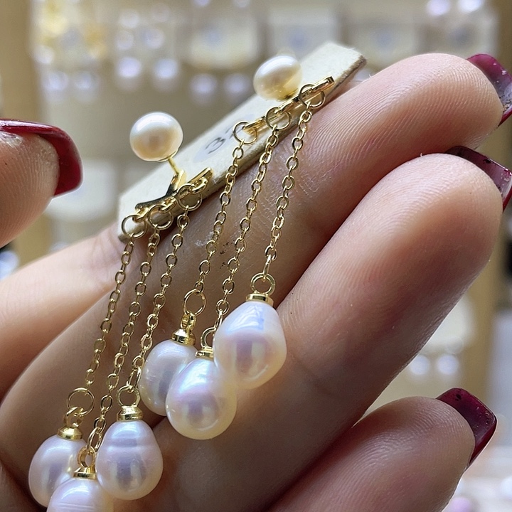 淡水珍珠耳饰银S925镶嵌