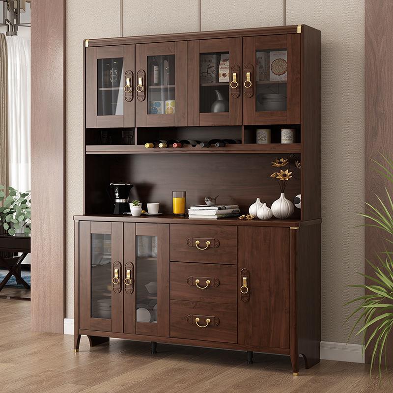 新中式餐边柜酒柜一体靠墙家用非全实木厨房碗柜置物柜客厅储物柜