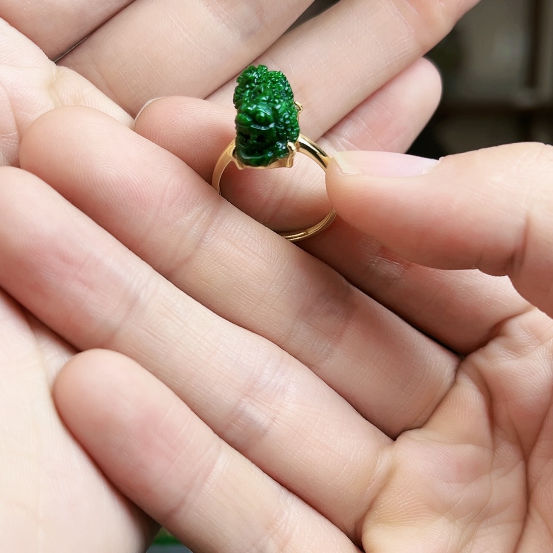 翡翠戒指银S925镶嵌戒指