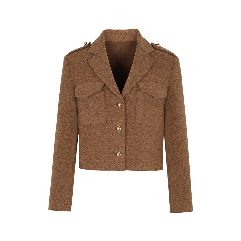 【直播专属】商场同款新品短款夹克式双面呢外套N2110B34124