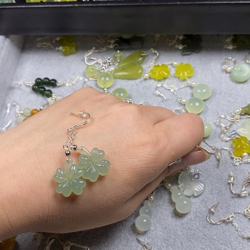 【闪购商品】蛇纹石玉挂件耳饰耳环项链未镶嵌