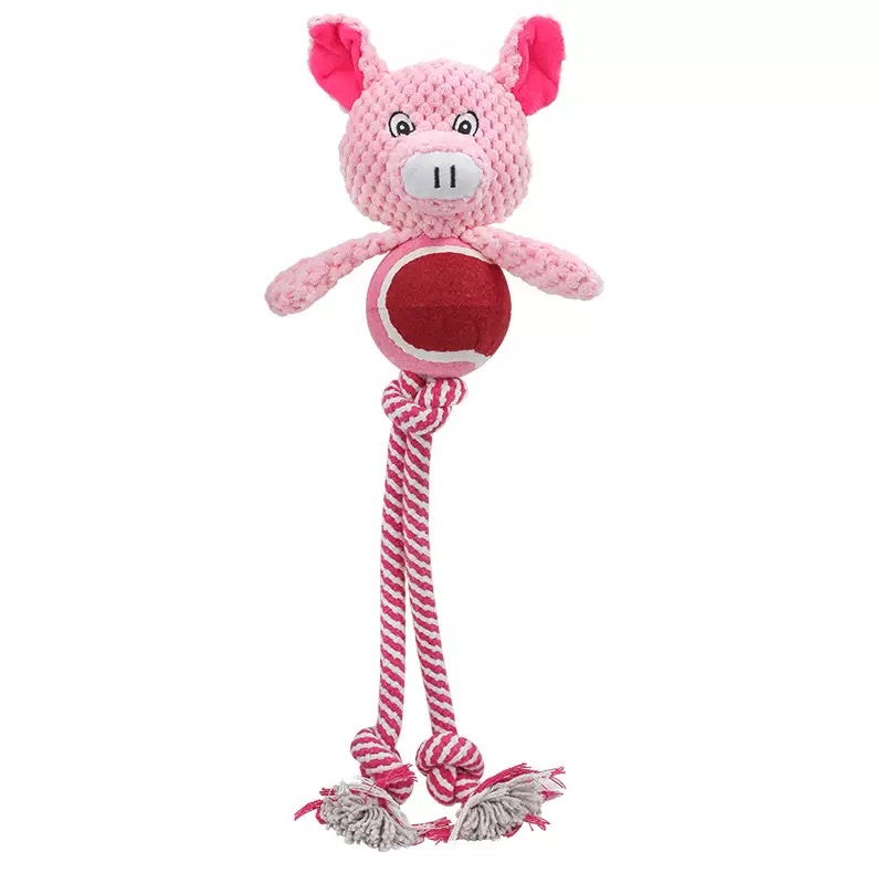 叼趣圆嘟嘟小猪拔河互动磨牙解闷发声自嗨狗狗玩具