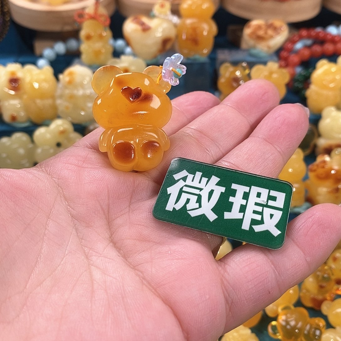 琥珀颈饰未镶嵌橘***儿裸石