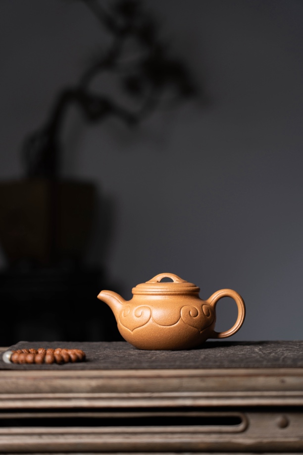 【老宕口黄金段·仿古如意】黄龙山原矿段泥全手工制宜兴高端紫砂壶