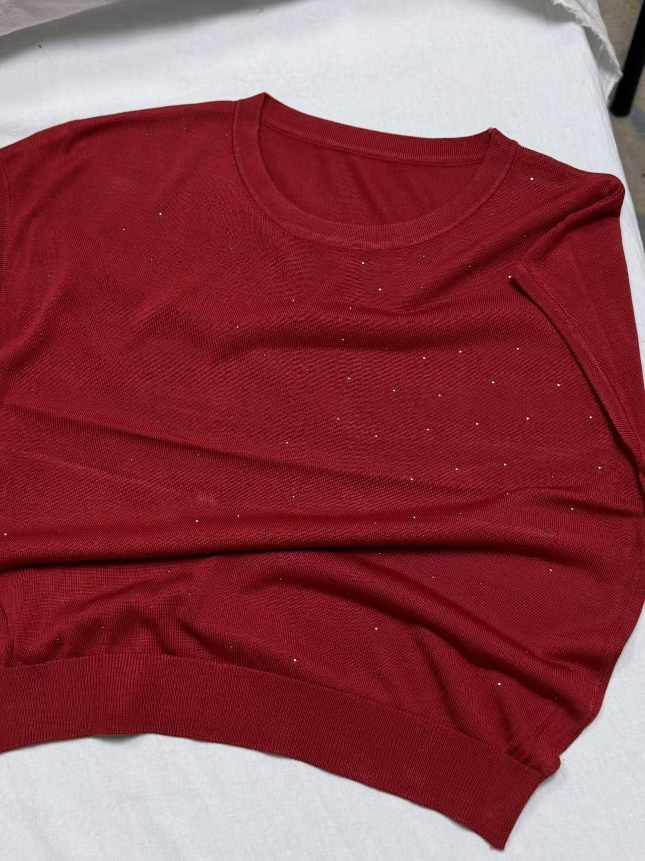 【欧琲】Z063#圆领亮片针织上衣