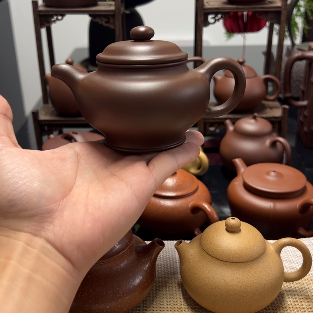 茶壶紫砂精工半手老紫泥掇只200cc