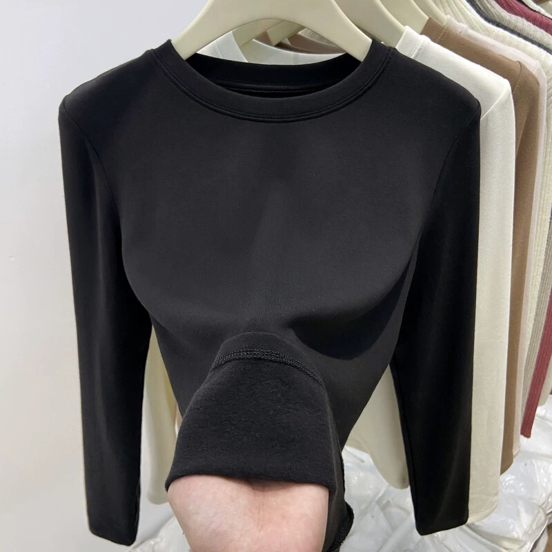 秋冬修身显瘦腰线后移长袖T恤女性感内搭打底上衣—实体店质量