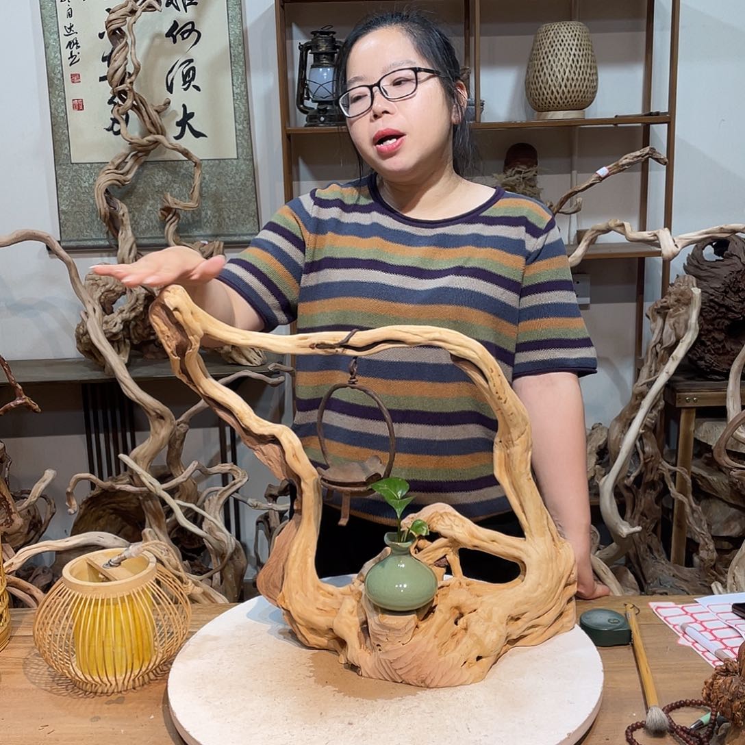 香杉木杜鹃根根艺摆件
