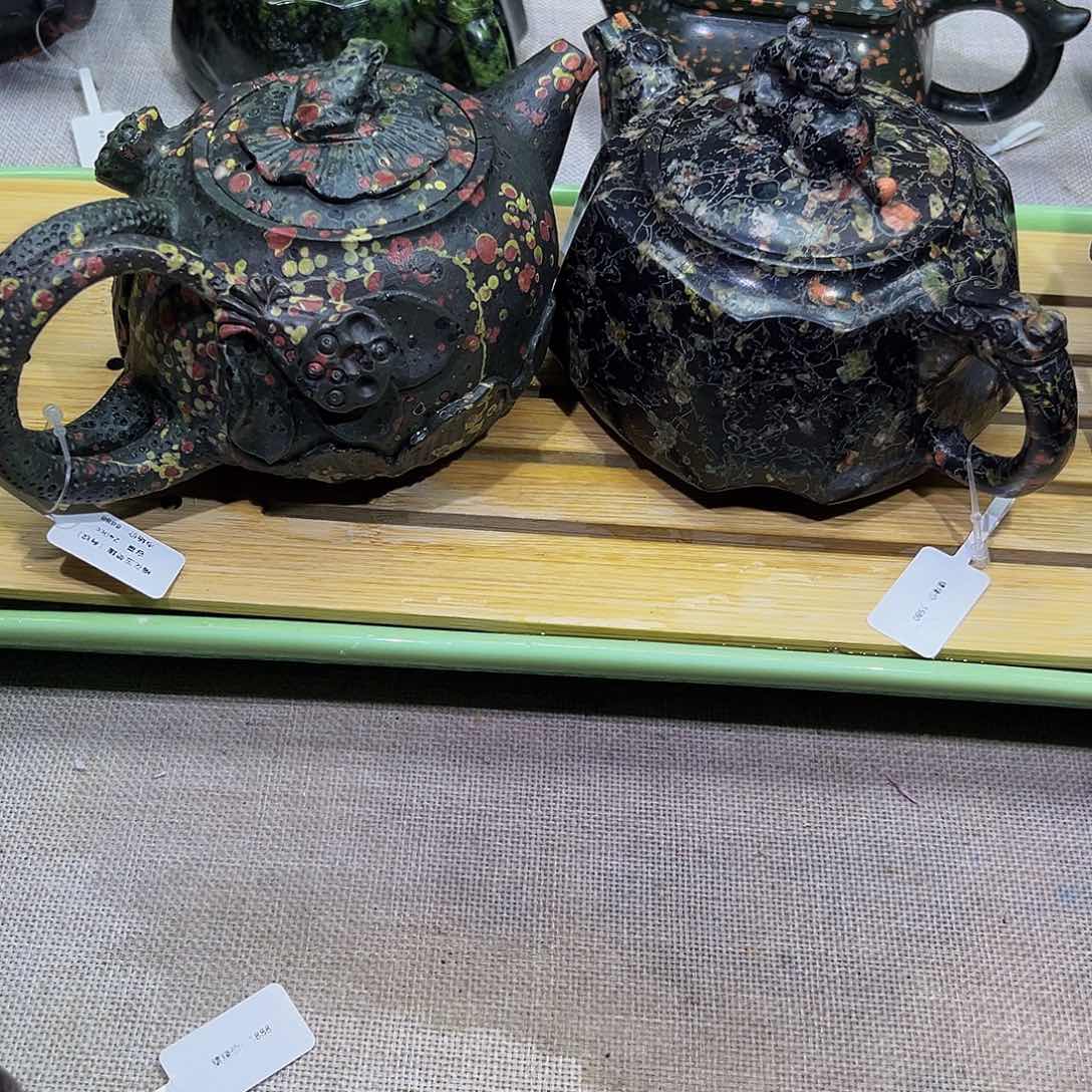 觉*石材梅花玉安山玉2把有纹