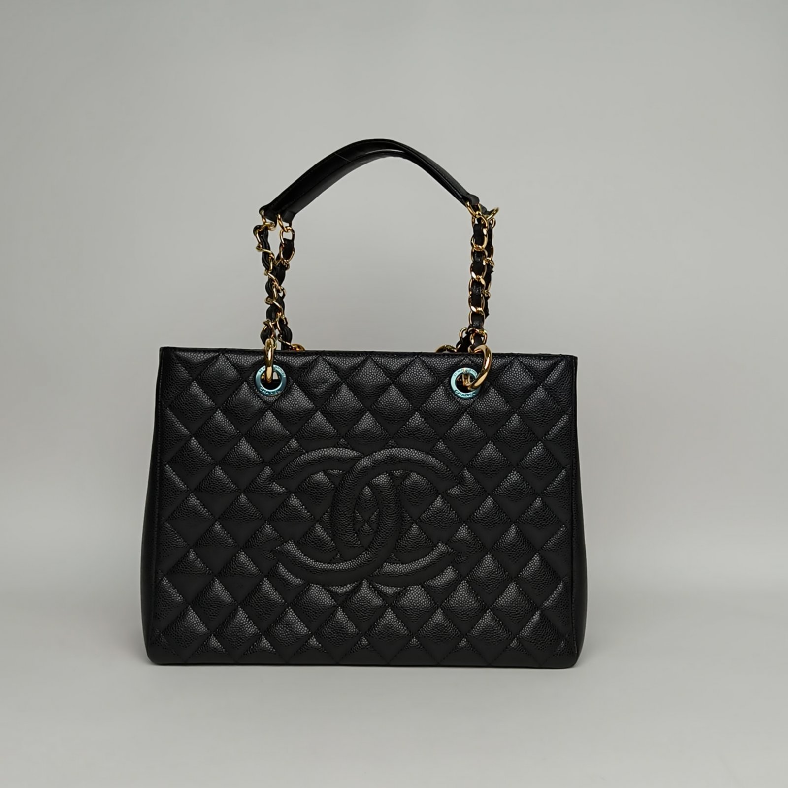 99新 Chanel/香奈儿 【小花黑黑】GST 购物袋 小号 黑色 19开
