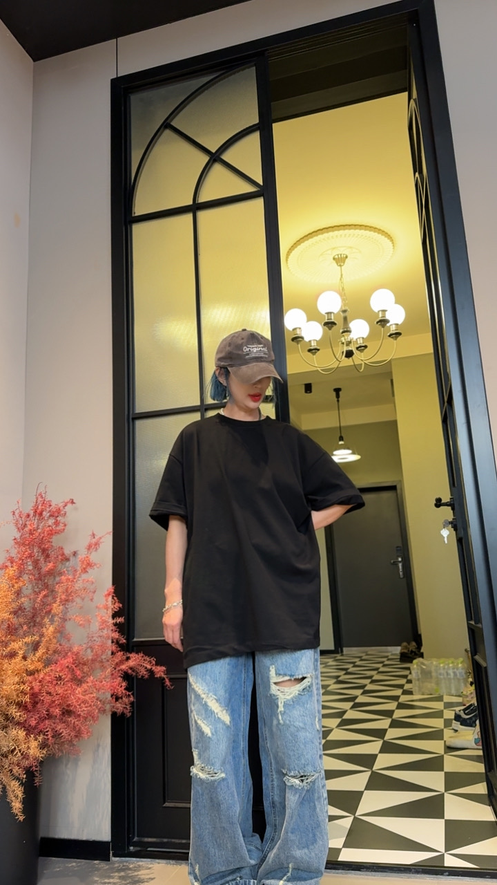 主播同款牛仔裤 深蓝色