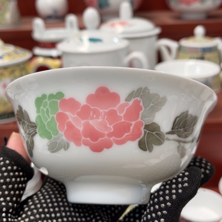 陶瓷醴陵手绘釉下五彩饭碗