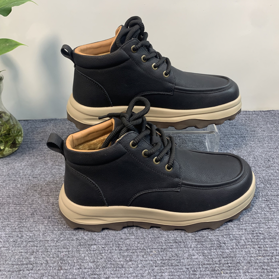 2025冬季新品美式男款马丁靴工装靴系带时尚休闲鞋加绒保暖户外鞋