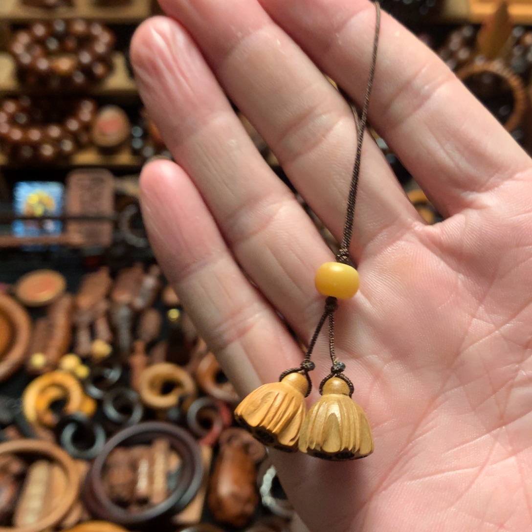 枣木桃木手机挂件同心并蒂莲