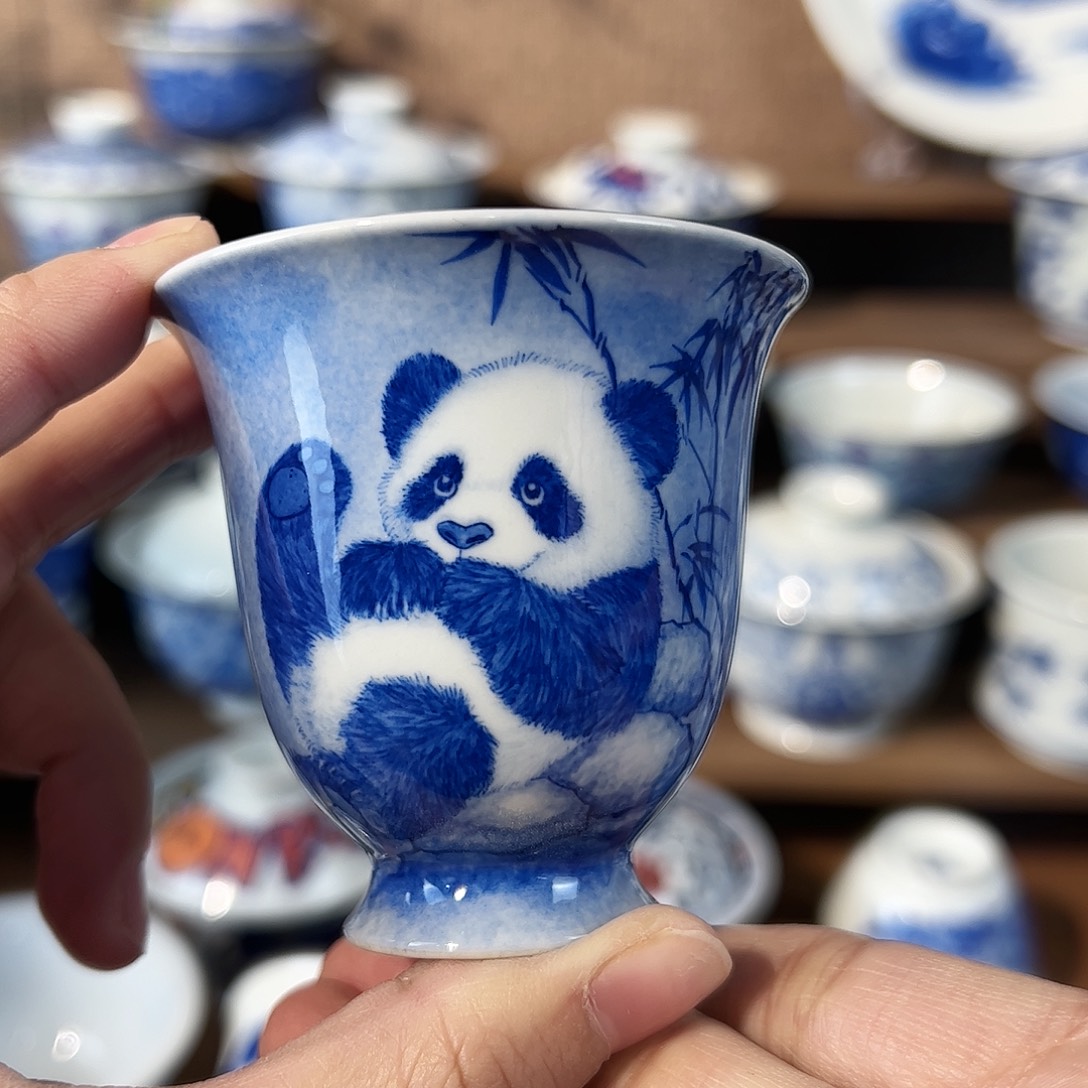 泥藝瓷梦熊猫闻香杯