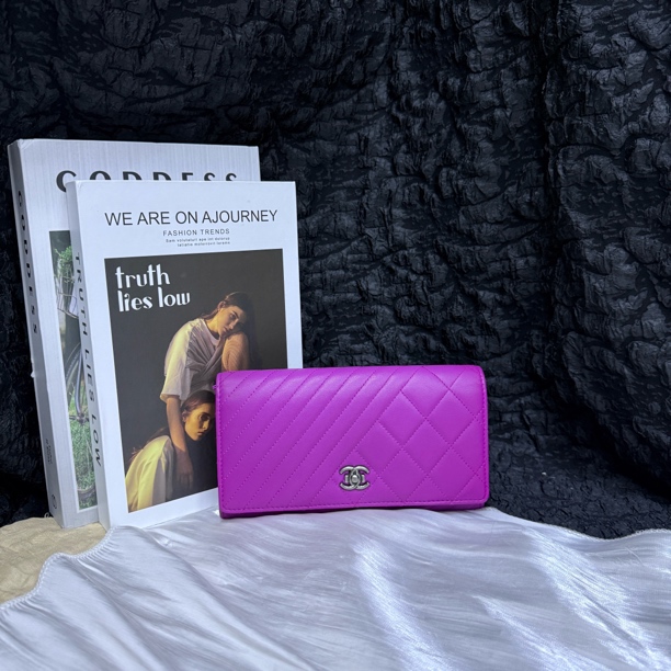 95新 Chanel/香奈儿 香奈儿紫色钱包手拿包