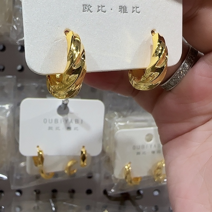 锆石纯铜合金中古金麻花耳扣