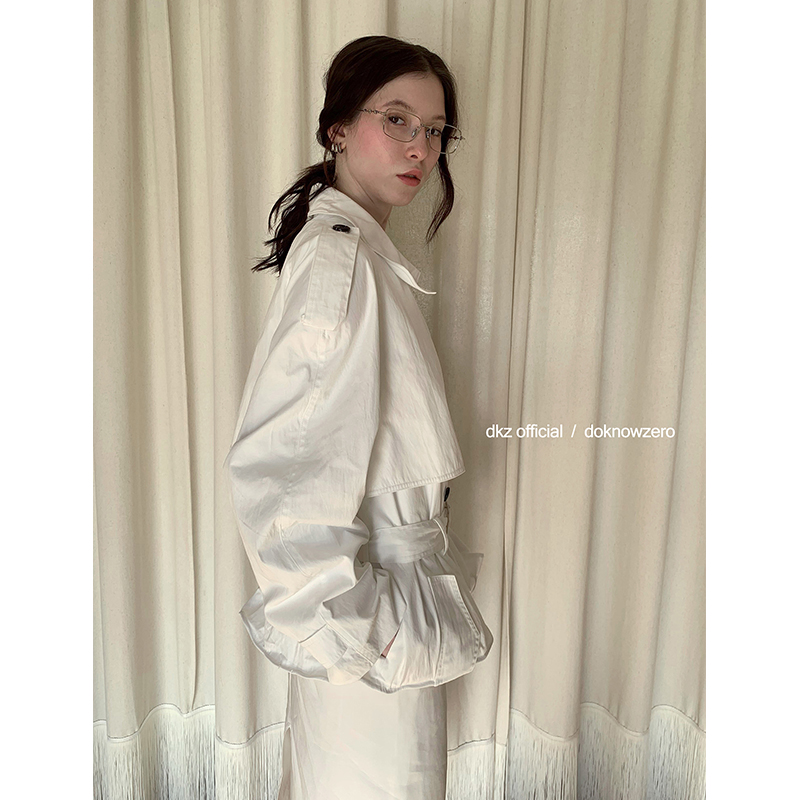 DKZ 鱼骨边造型风衣外套