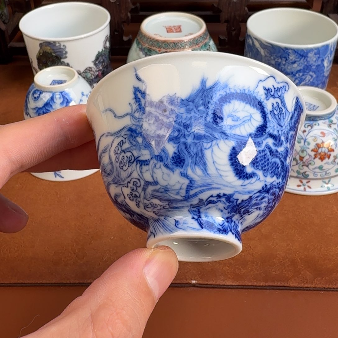 瓷片景德镇瓷器茶器手工手绘微瑕