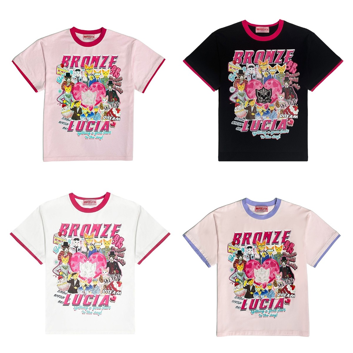 【BANJOUR】Bronze Lucia施华洛世奇皇冠猫钻T恤