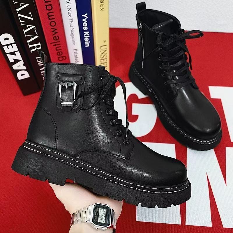 素面系带增高圆头英伦防水马丁靴CL5589（Q）