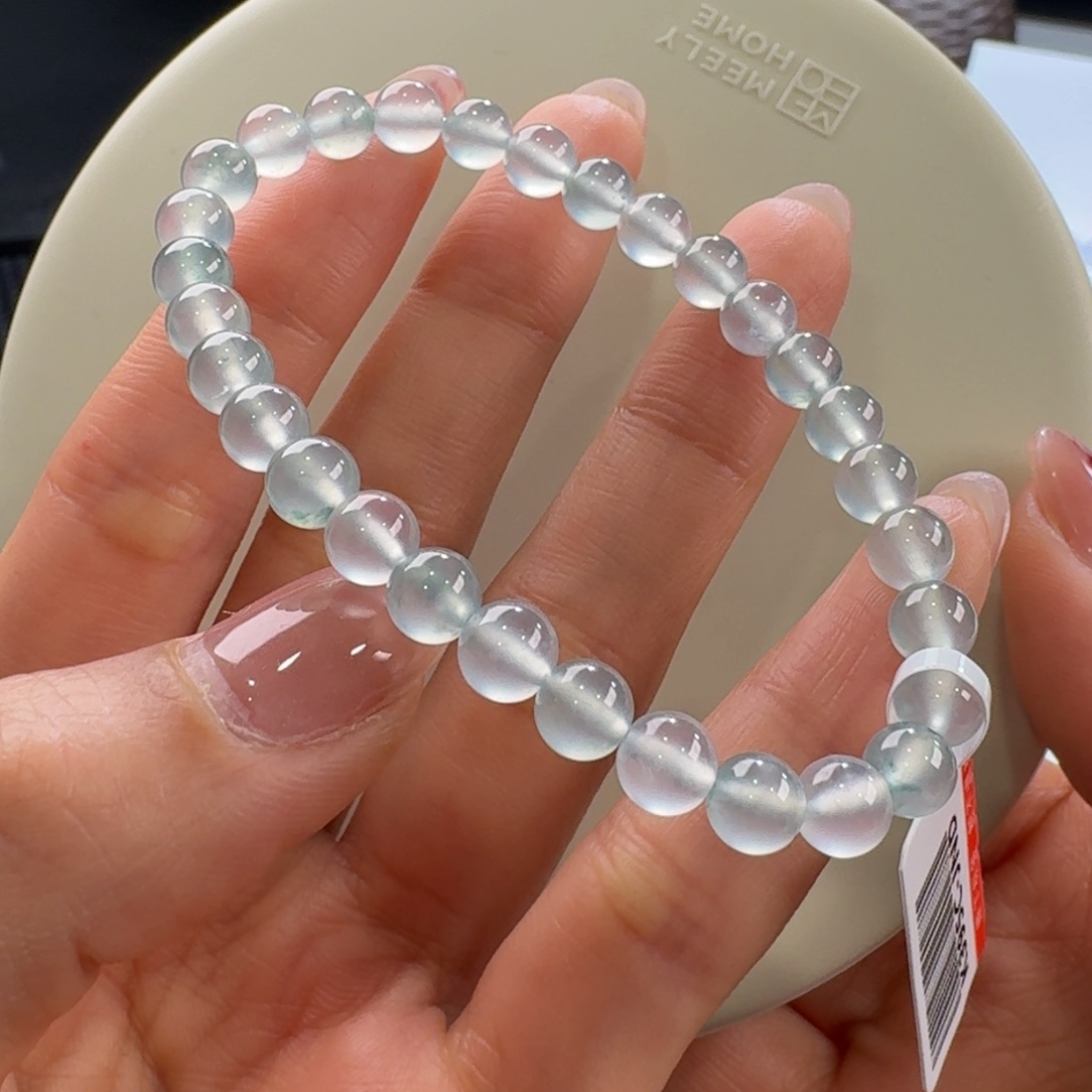 翡翠手链未镶嵌玻璃极光飘花单圈6mm