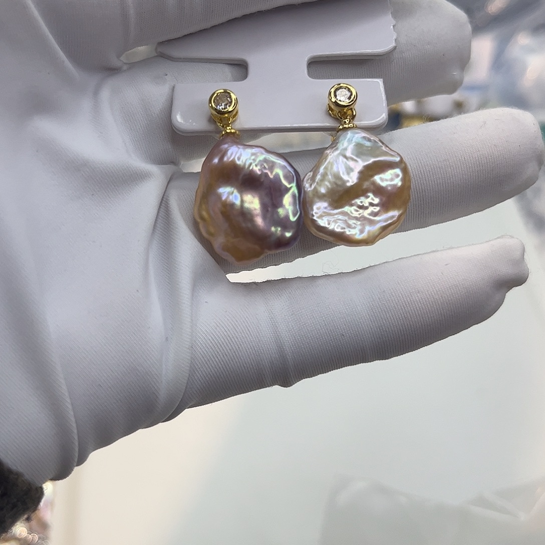 淡水珍珠耳饰合金