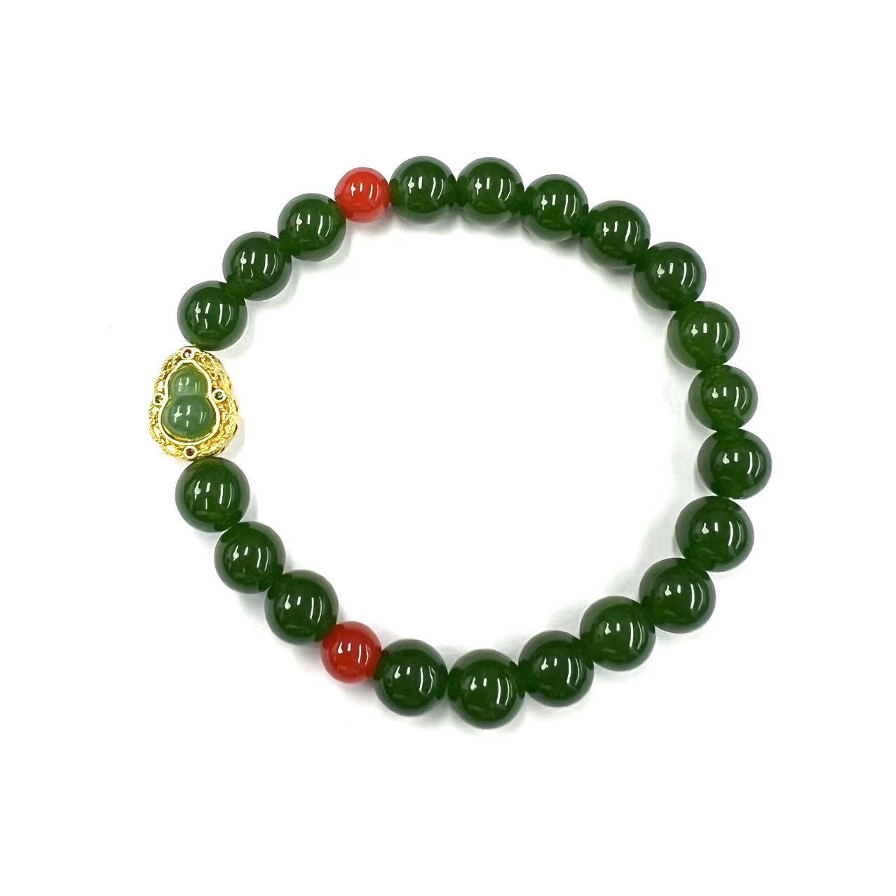 【符老板】s1108-国风设计款金宝绿葫芦手串-东陵玉手串-赠礼盒